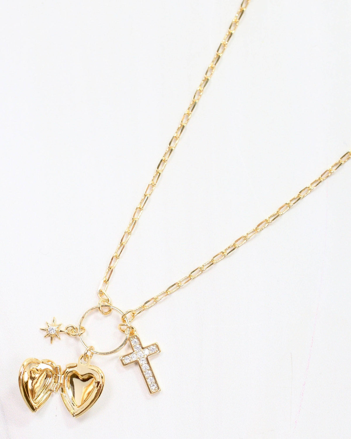 Sally Drop Charm Necklace Gold