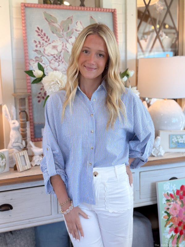 The Blue Bay Stripe Button Down