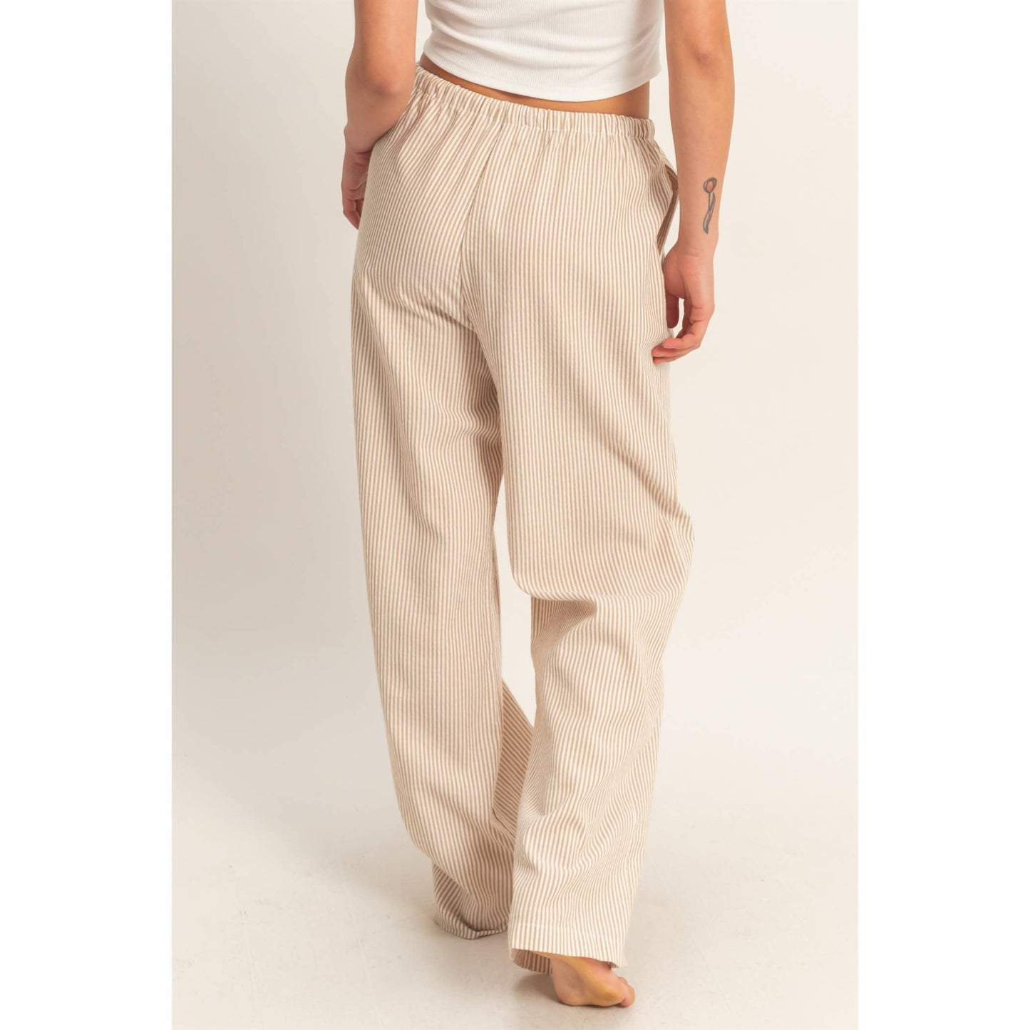 Easy Days Wide Leg Pants – Taupe Stripe