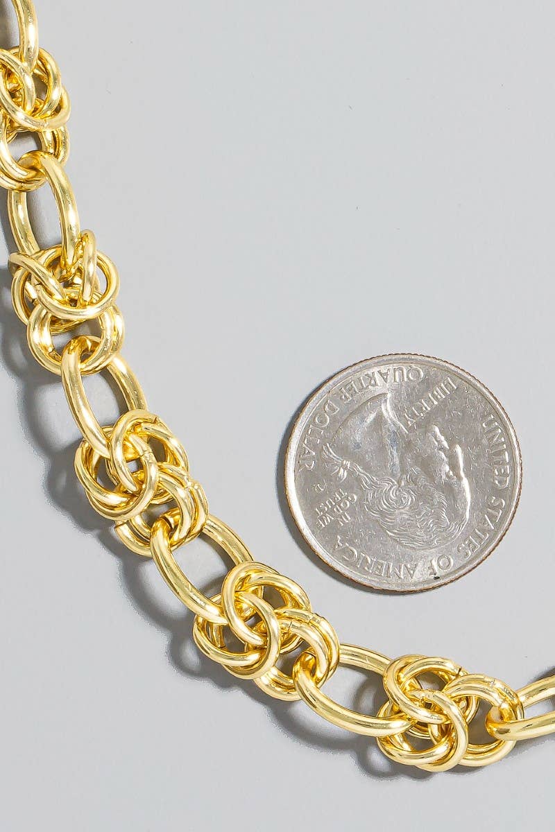 Gold Dipped Cluster Chain Necklace: GOLD
