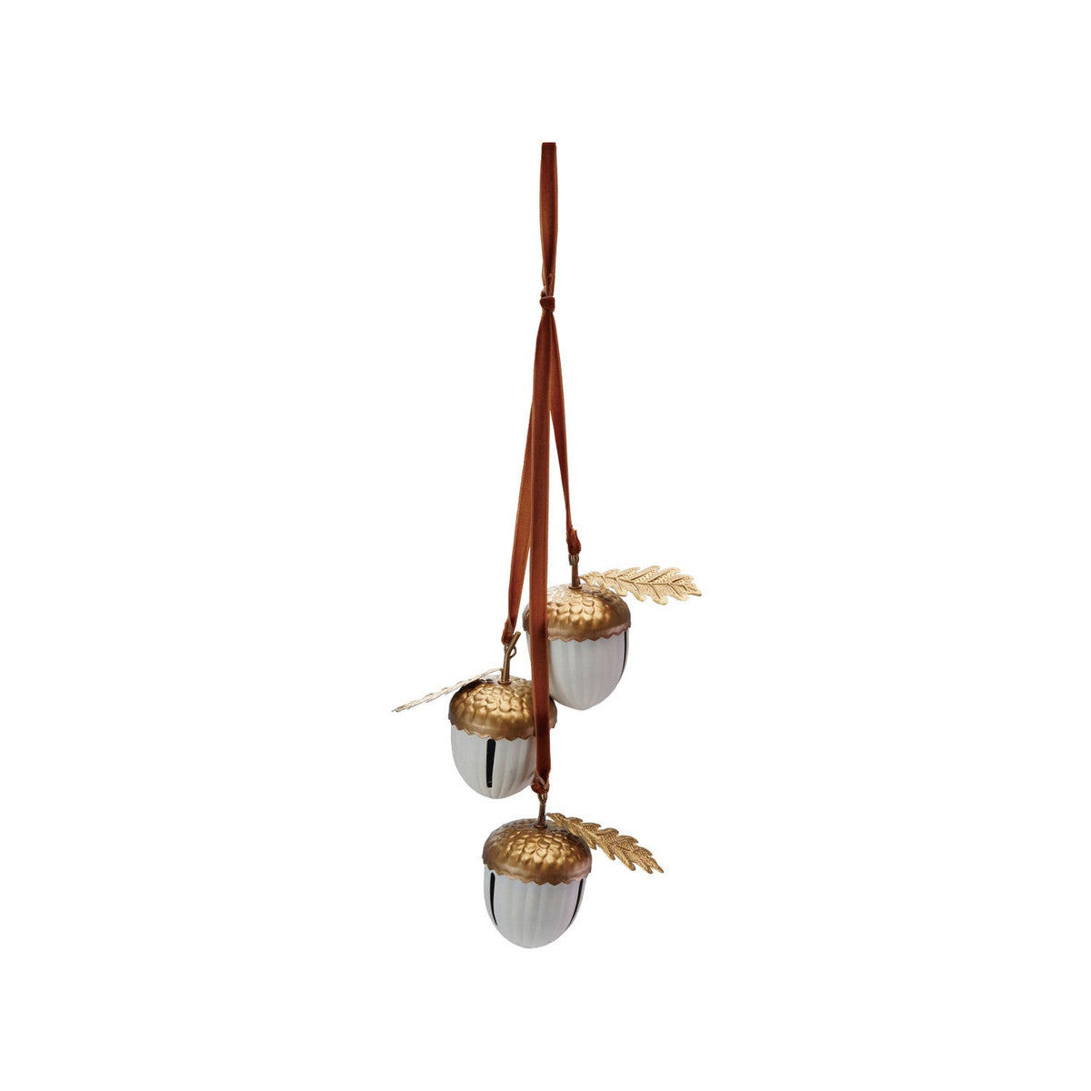 Hanging Acorn Bells with Velvet Ribbon – 14”