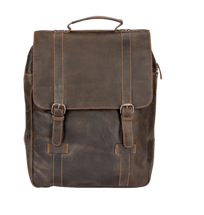 Leather Laptop Backpack Melbourne Sandal GW2023SAN: Brown