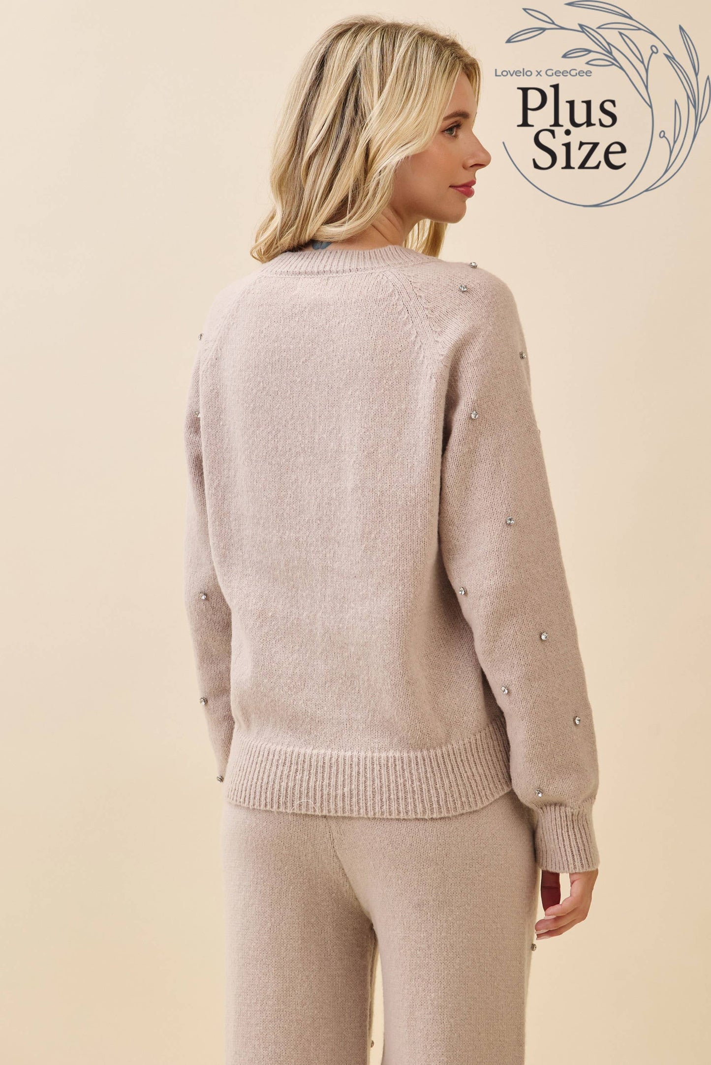 Rhinestone Embellished Knit Sweater | Curvy