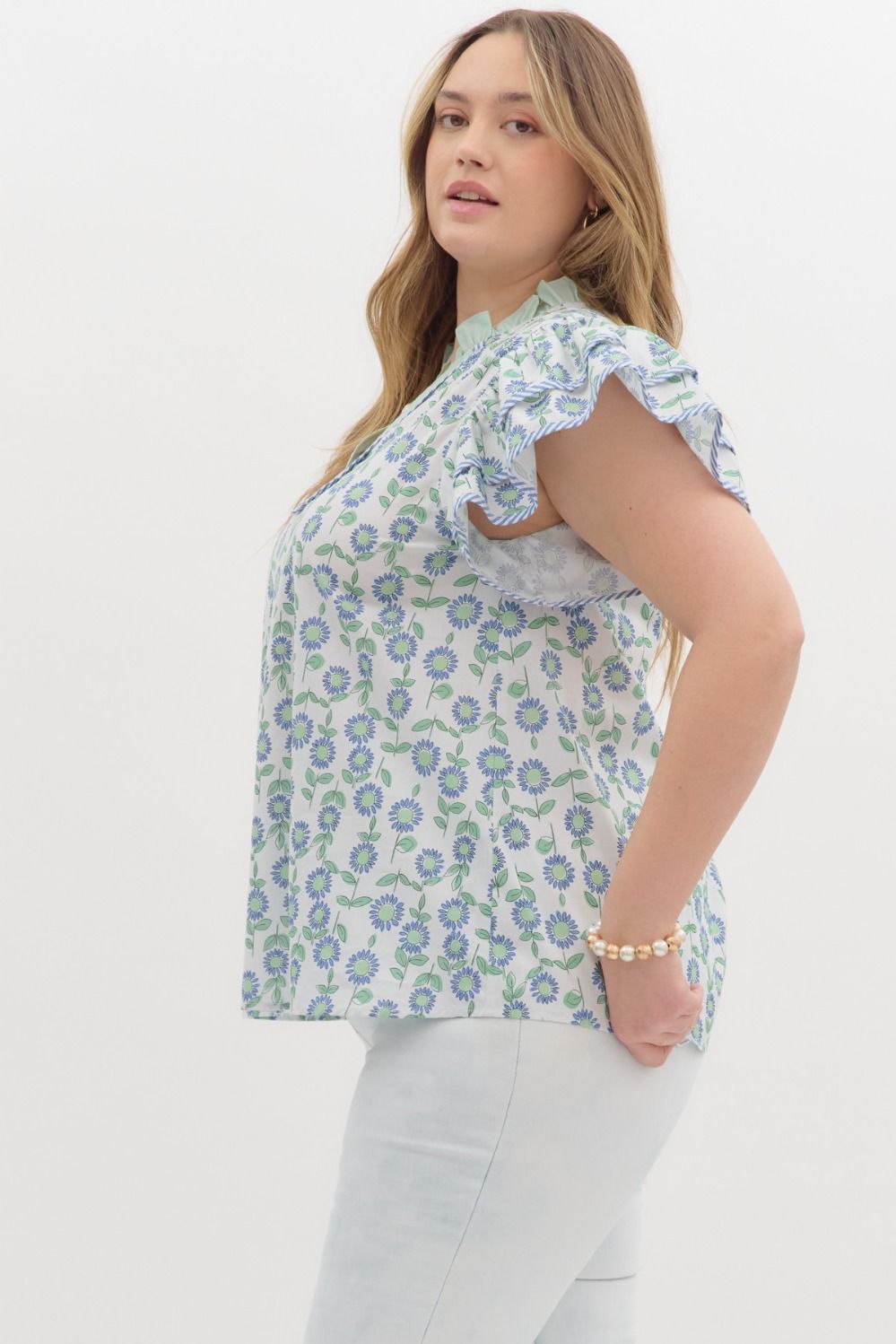Mint Meadow Flutter Top - Curvy