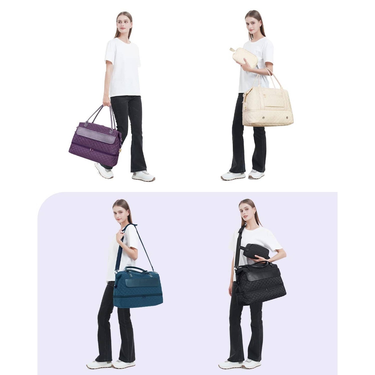 Airplane Approved Duffle Bag & Toiletry Bag Set 2 PCS: Black