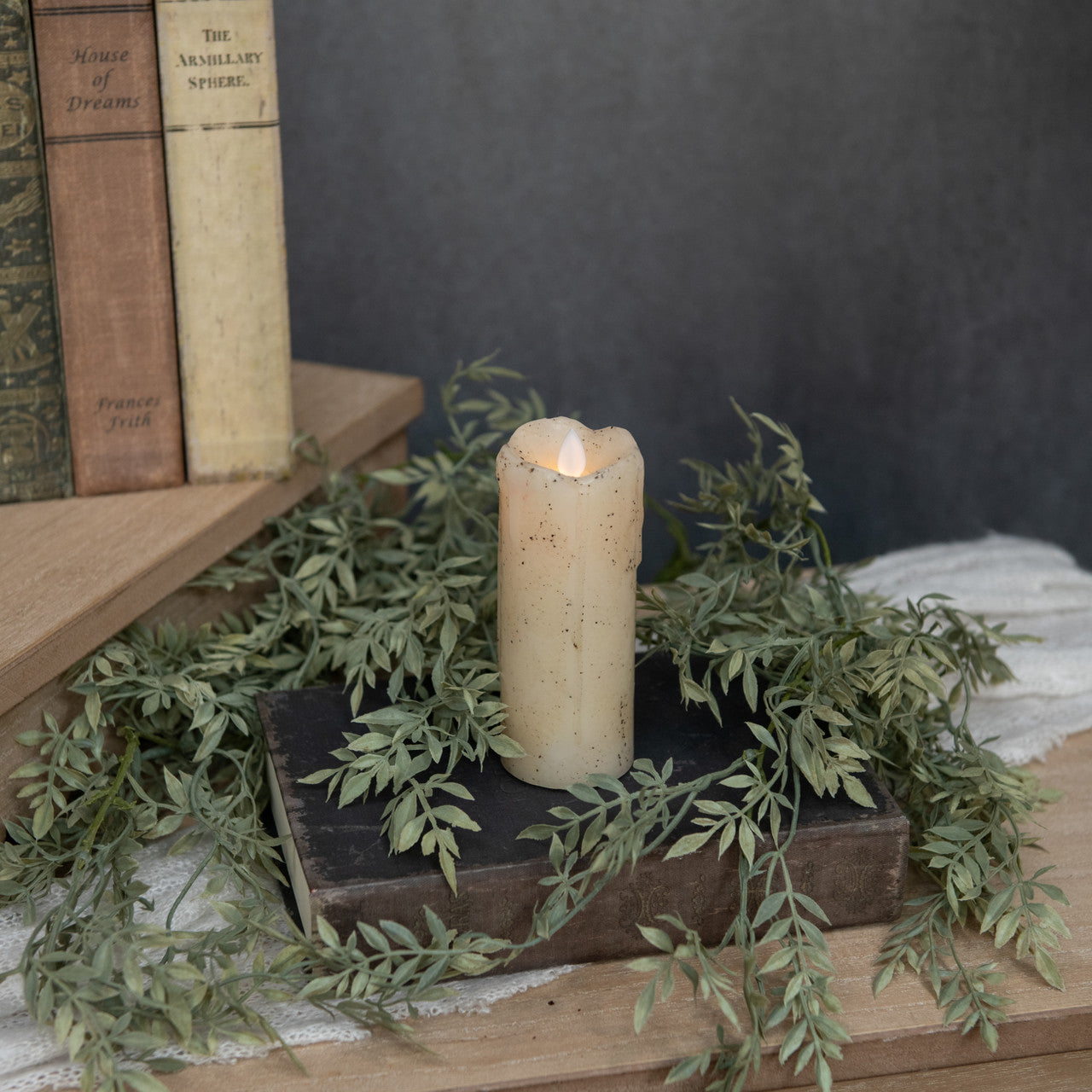 Moving Flame Cream Pillar Candle