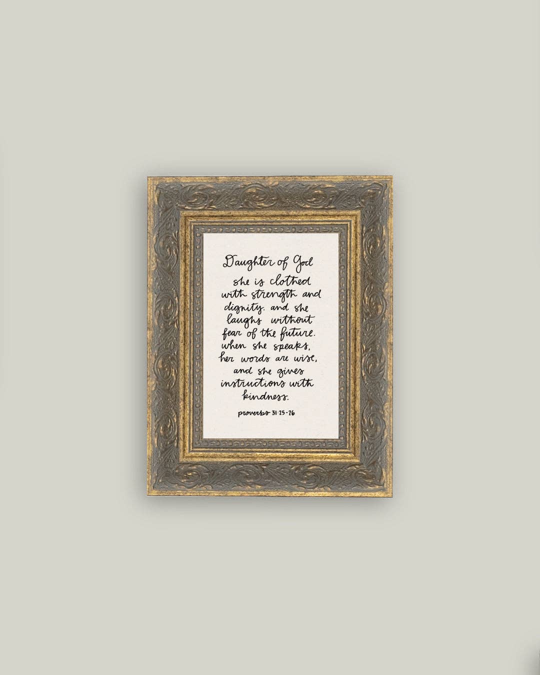 Proverbs 31:25-26: 5x7