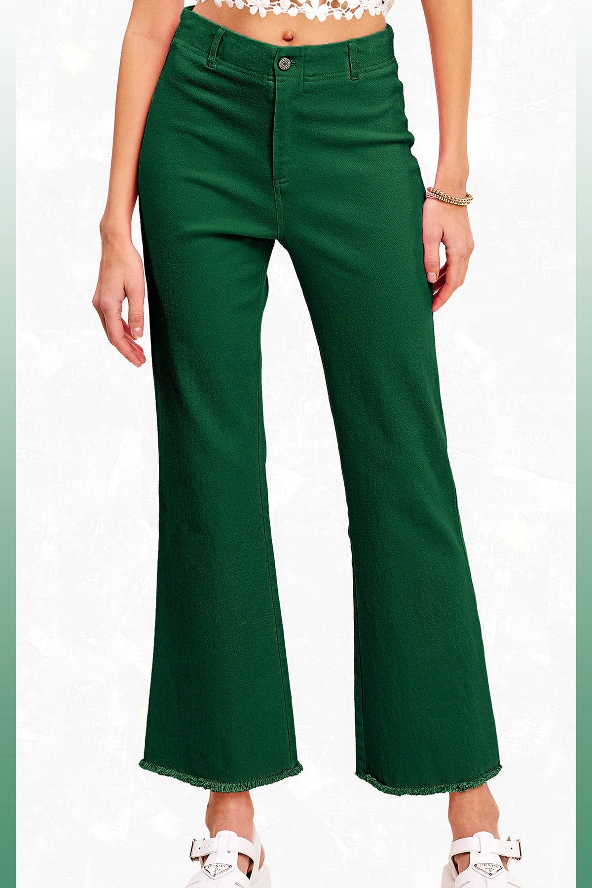 Forest Soft Washed Stretchy High Waisted Flare Pants