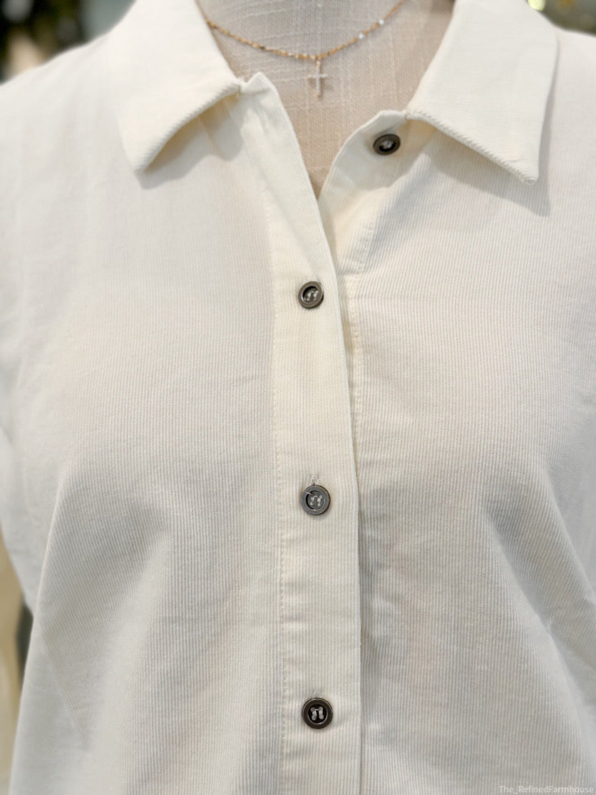 Washed Corduroy Shirt: Ivory