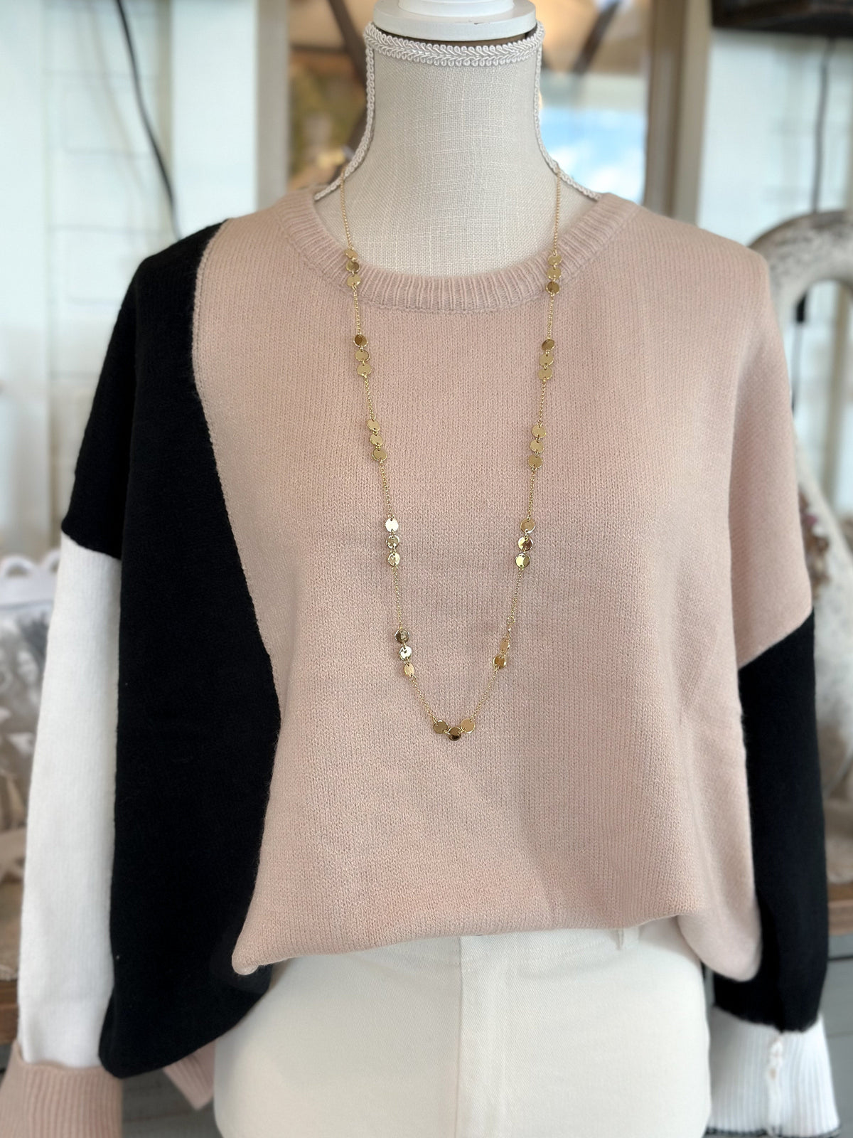 Ivory/Oat/Black Color Block