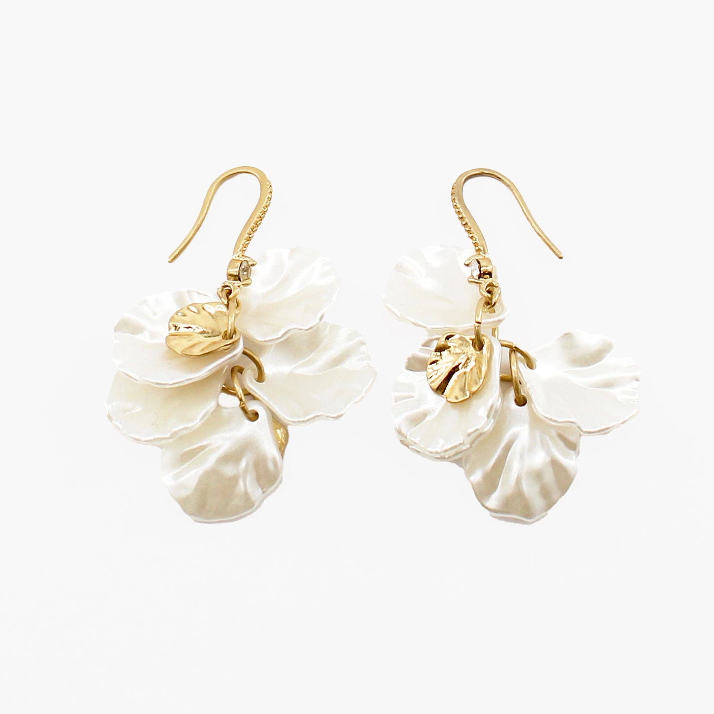 Pearlized Open Leaf and Gold 1.5" Earring