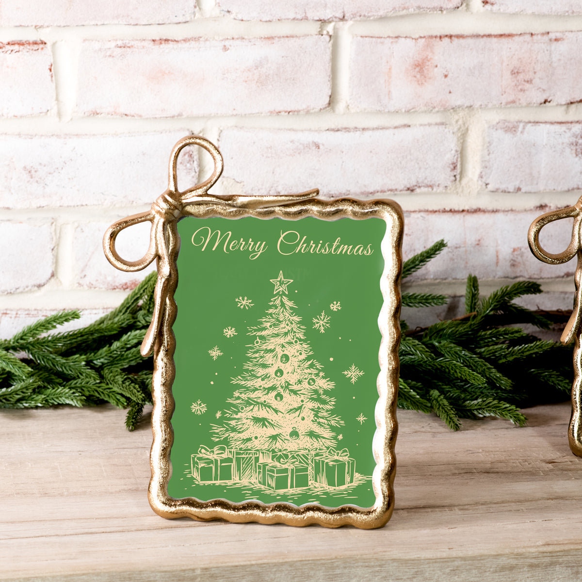 Gold Ribbon Christmas Frame - 5x7