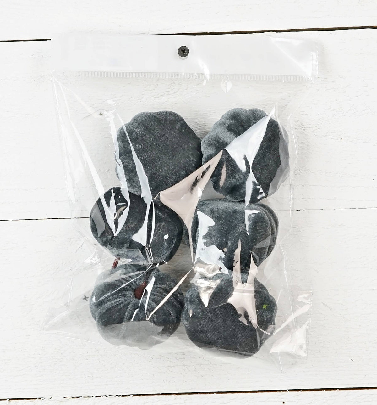 Small Grey Velvet Pumpkins – Set of 6
