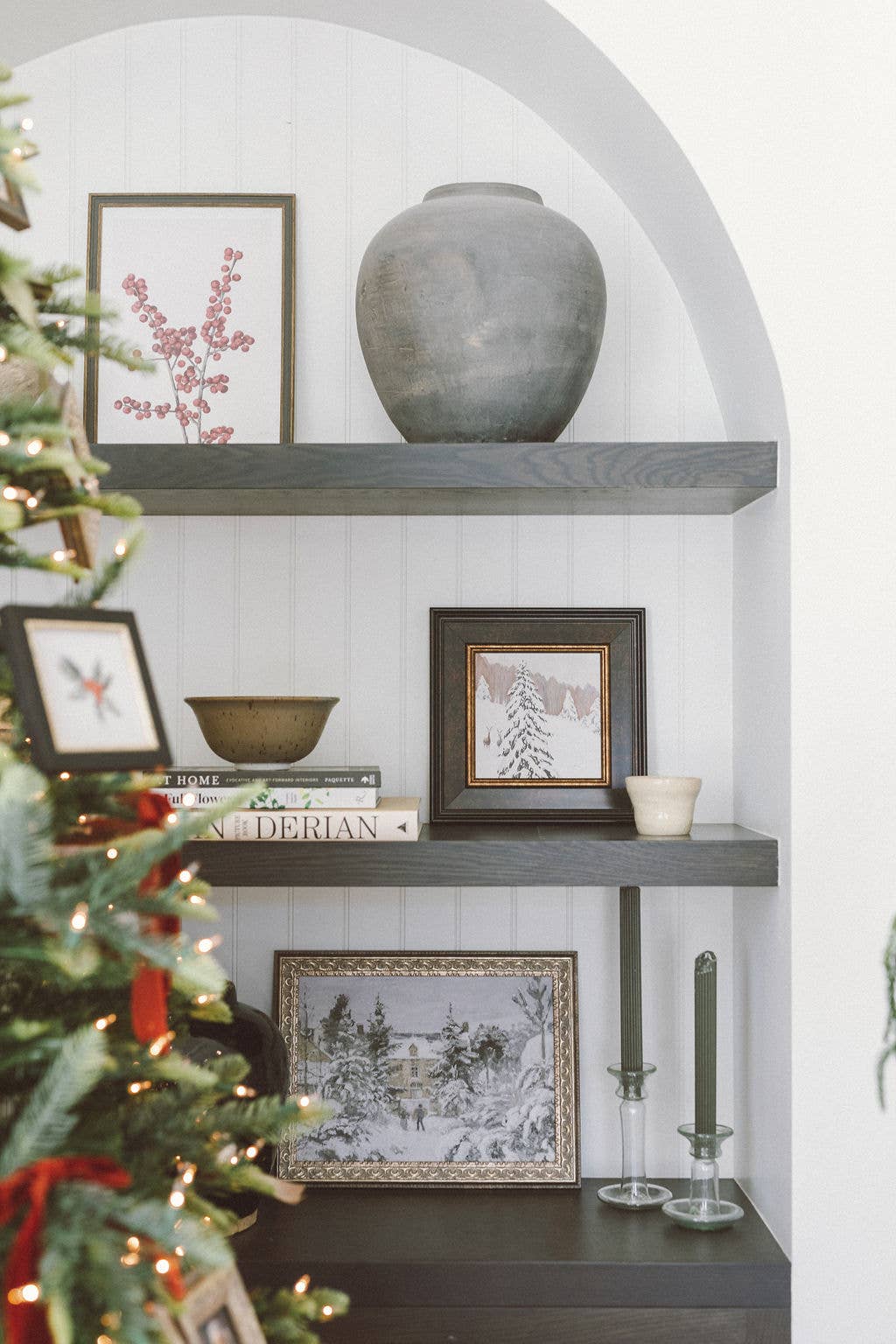 Snowy Stroll Framed Antique Art  |  10x8