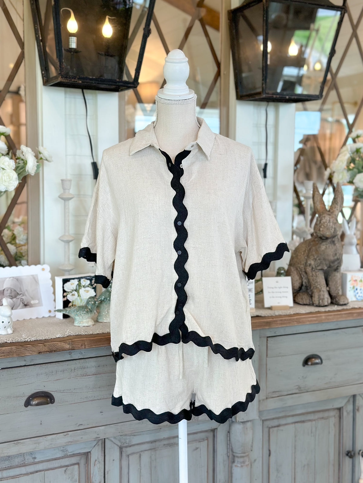 Ric Rac Trim Shorts Set