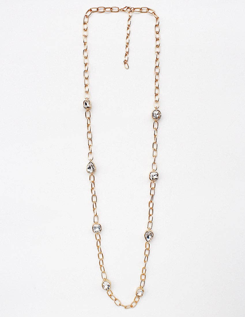 Gold Open Chain with Clear Stones 32" Necklace