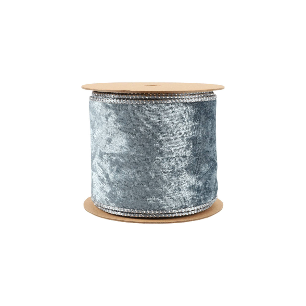 4" Reversible Frosted Velvet Wired Ribbon | Blue | 10 Yard Roll