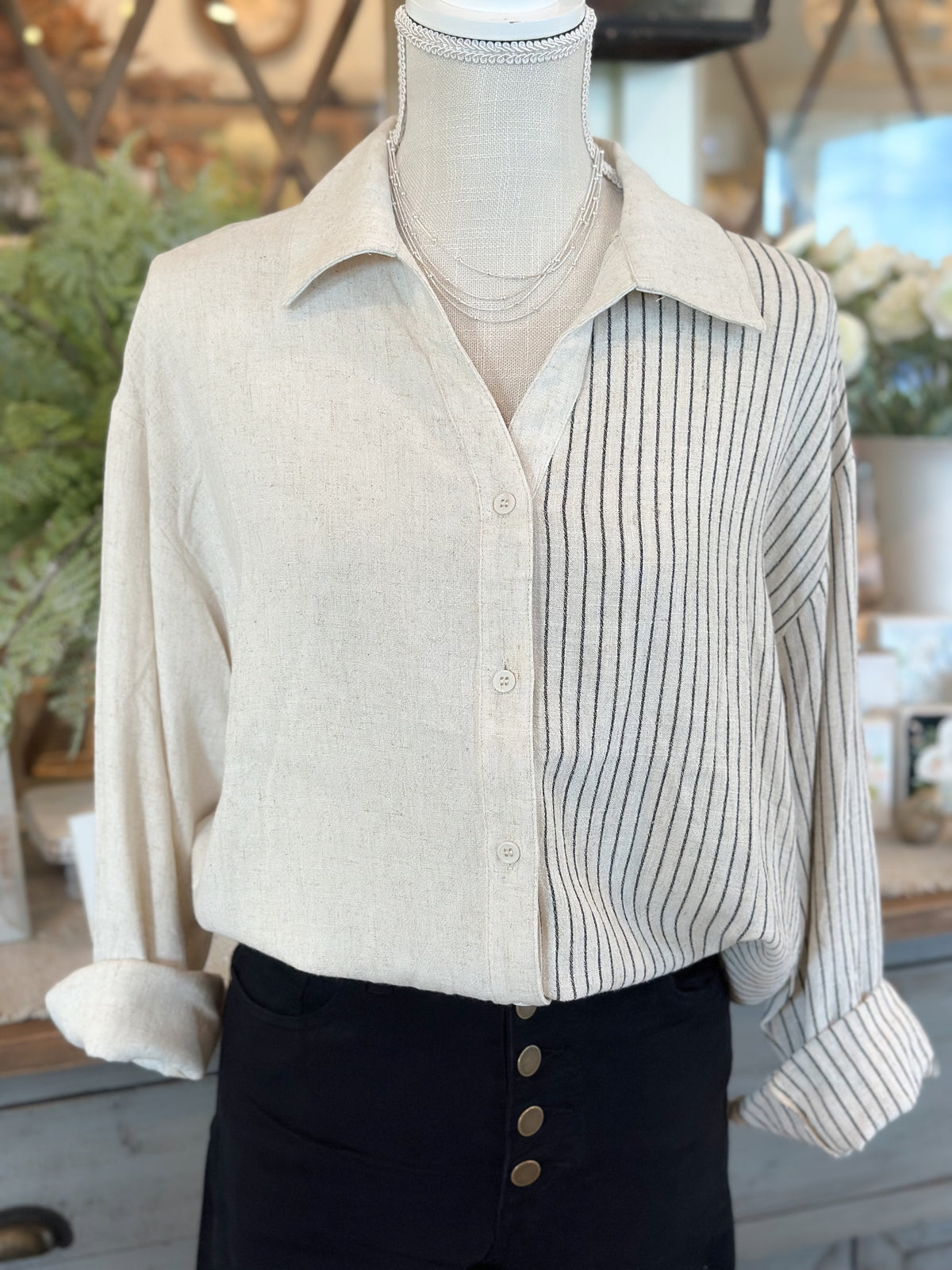 Stripe Button Down Shirt - Natural