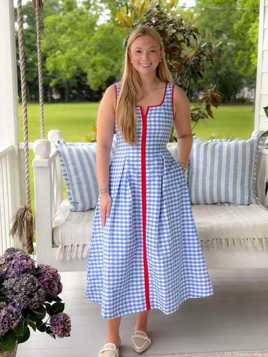 Sweet Picnic Gingham Midi Dress