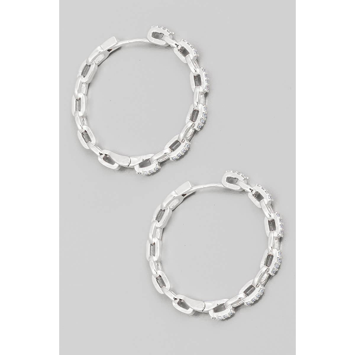 Solid Metallic Chain Hoop Earrings: G