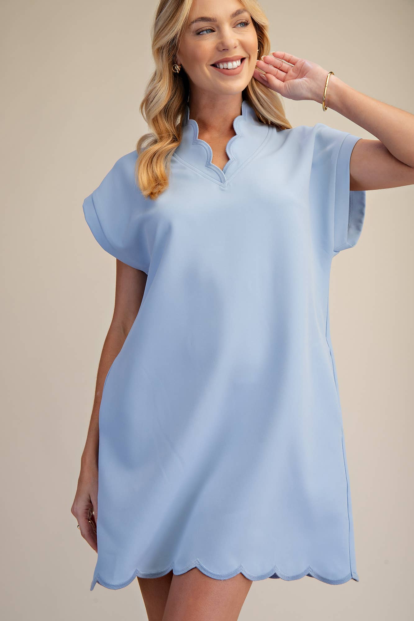 Scalloped in Style Dress – Blue