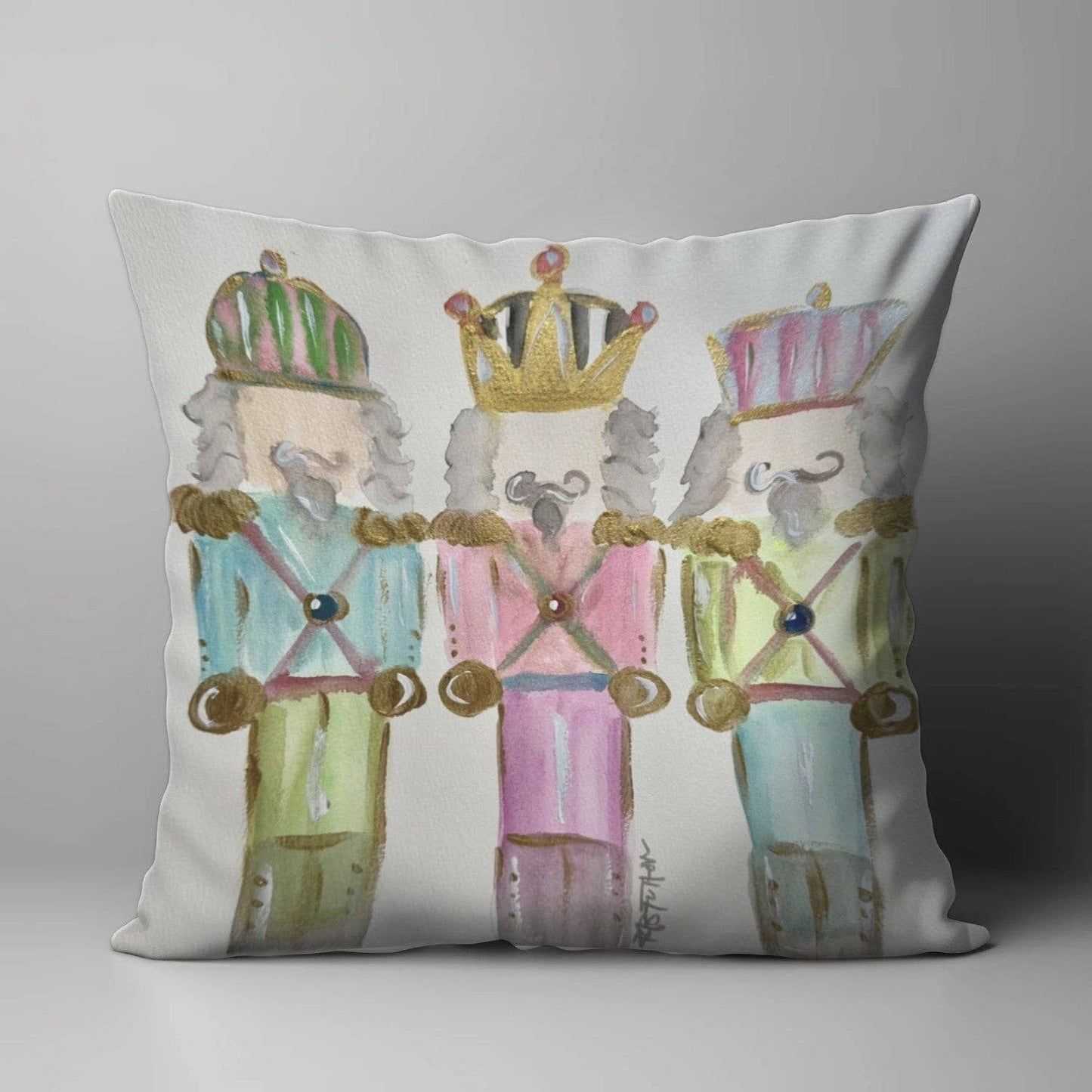 Bridgett's Pastel Nutcrackers Pillow | 22"x22"