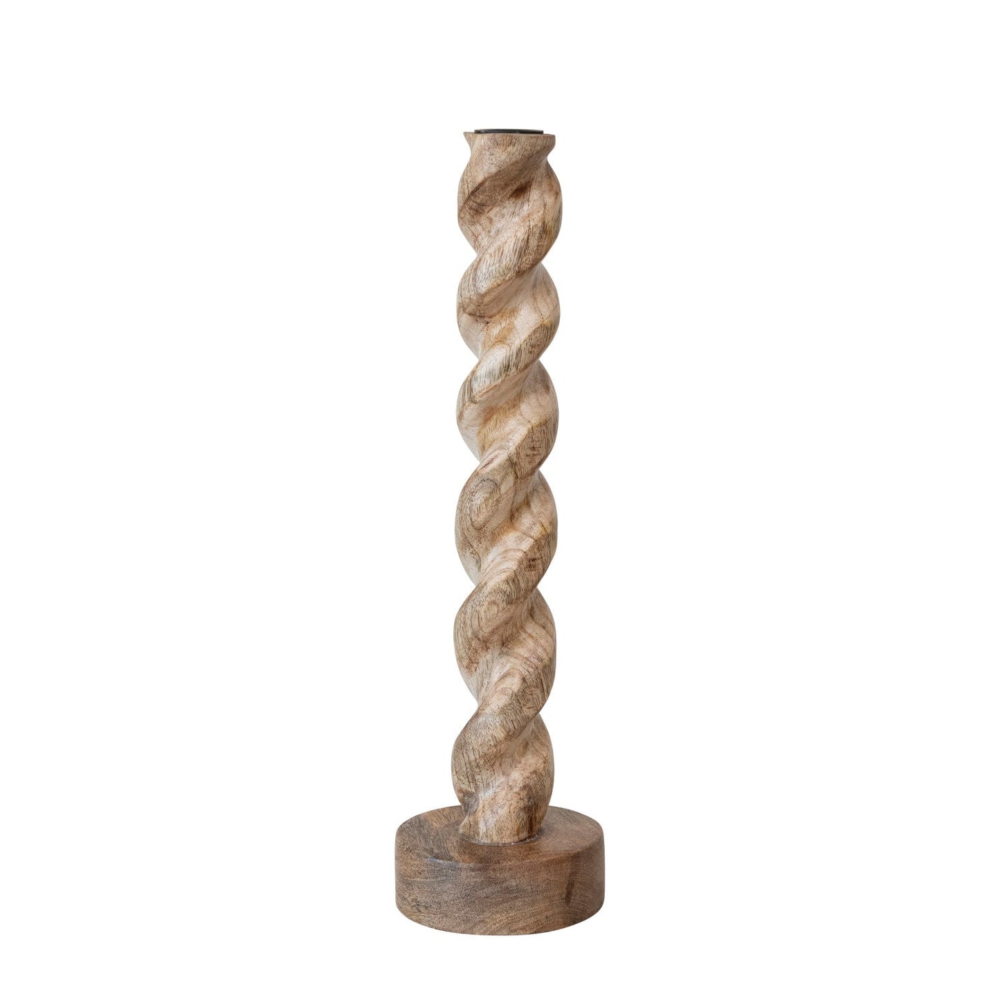 Carved Mango Wood Twisted Taper Holder-Large