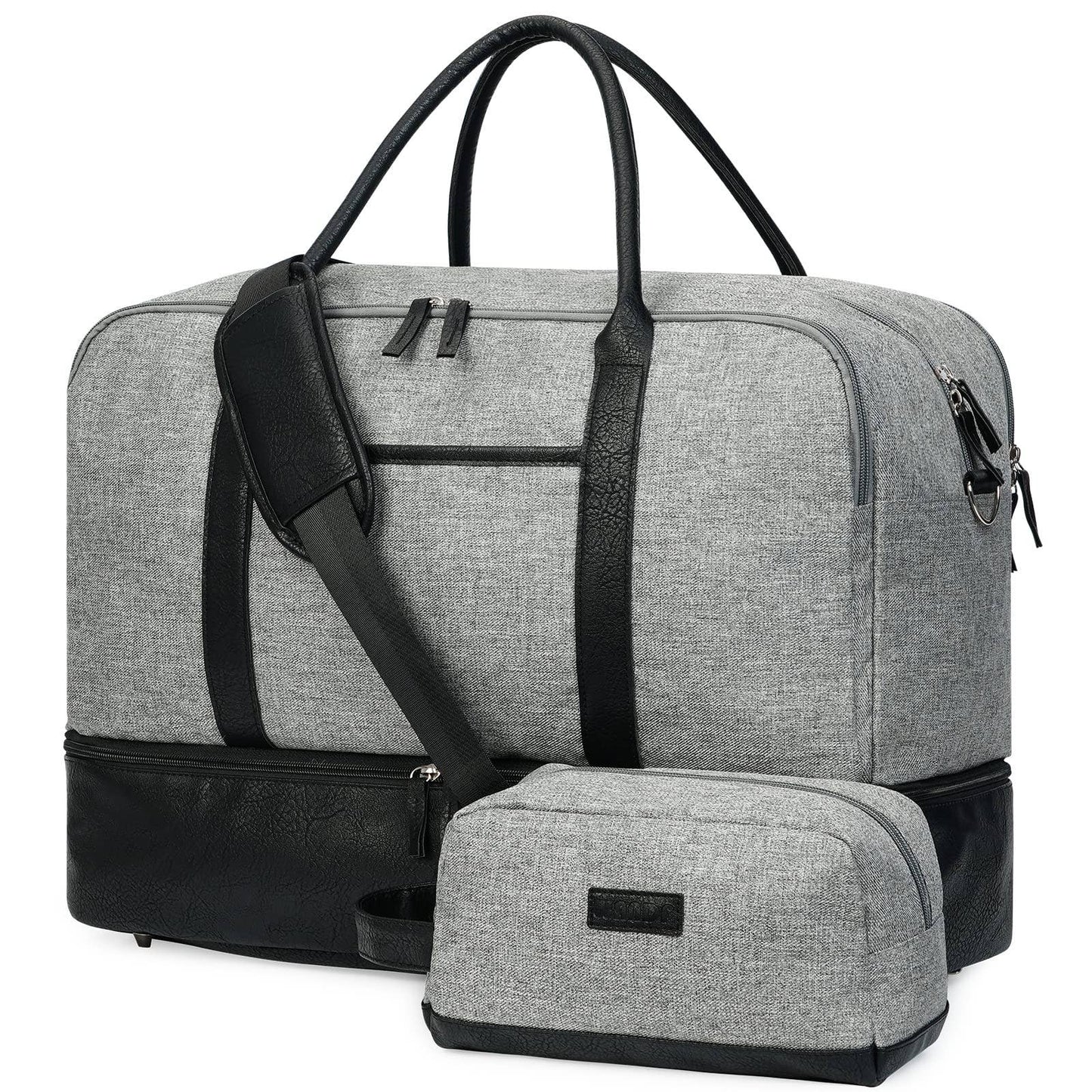 WANDF Large Carry on Canvas Duffel Bag for Travel Business: Blue Strips