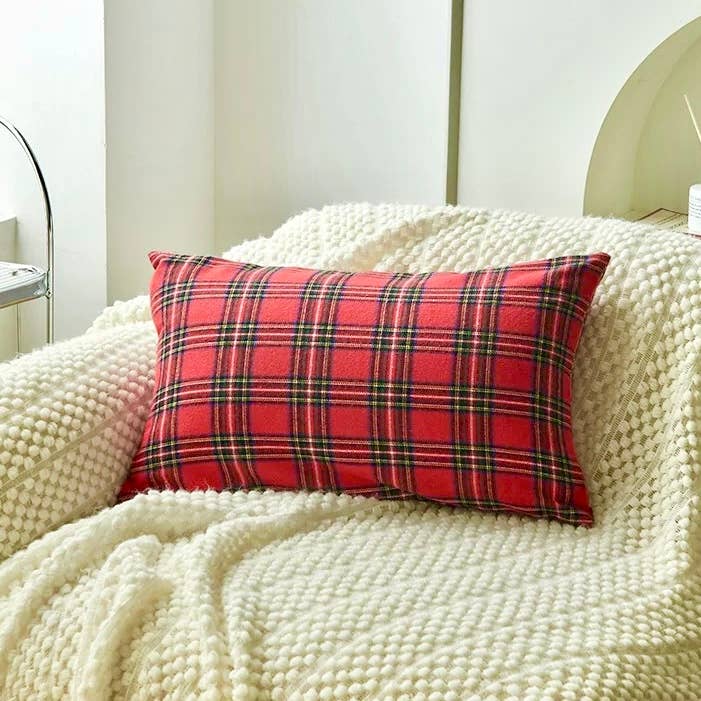 Christmas Plaid Throw Pillow Decorate 12"x20" Holiday Decor: 10 PCS