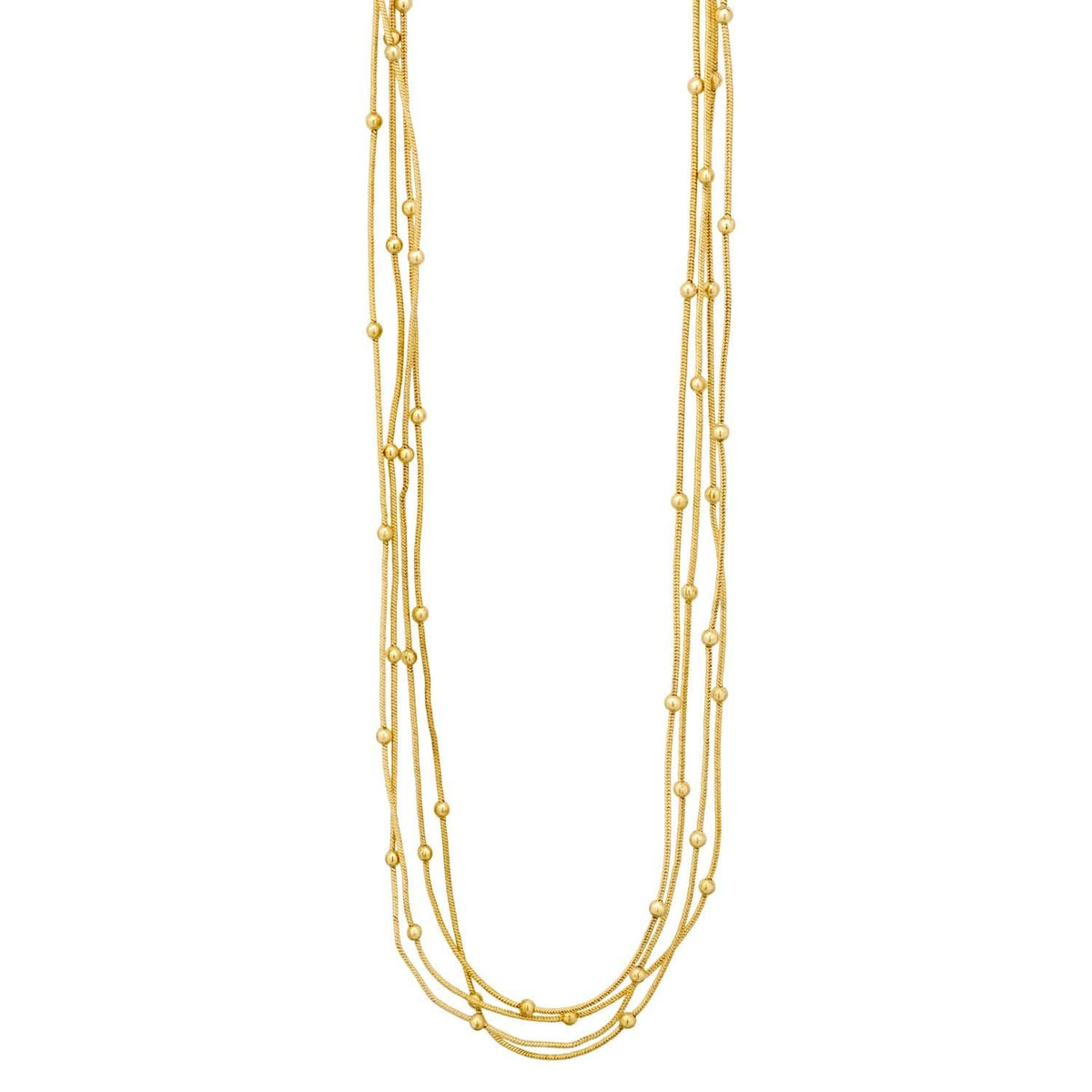 Gold 4 Layered Chain with Beaded Accents 16"-18" Necklace