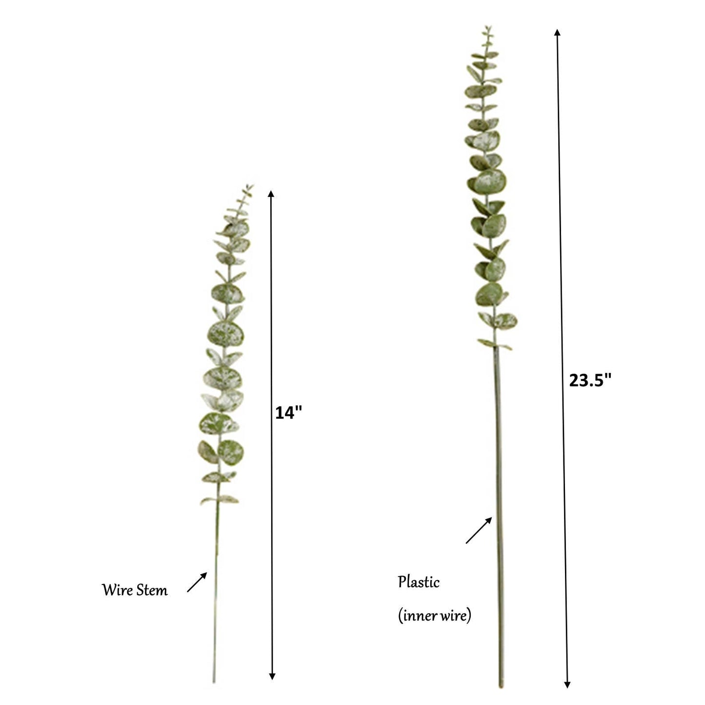 Lifelike soft touch Frosty Flocked Spiral Eucalyptus Stem: 14"