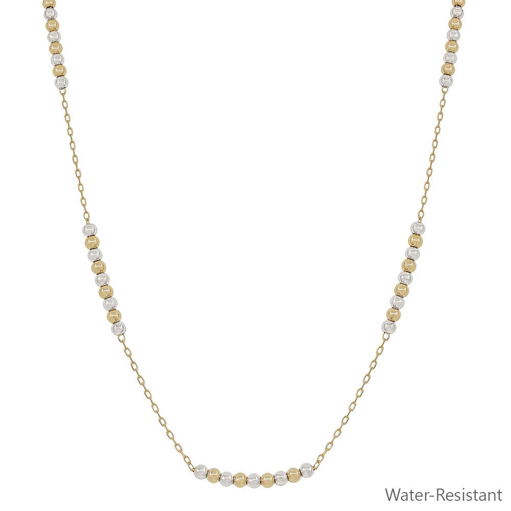 Water Resistant 5 Station Gold and Silver 4MM Beaded 16"-18" Necklace