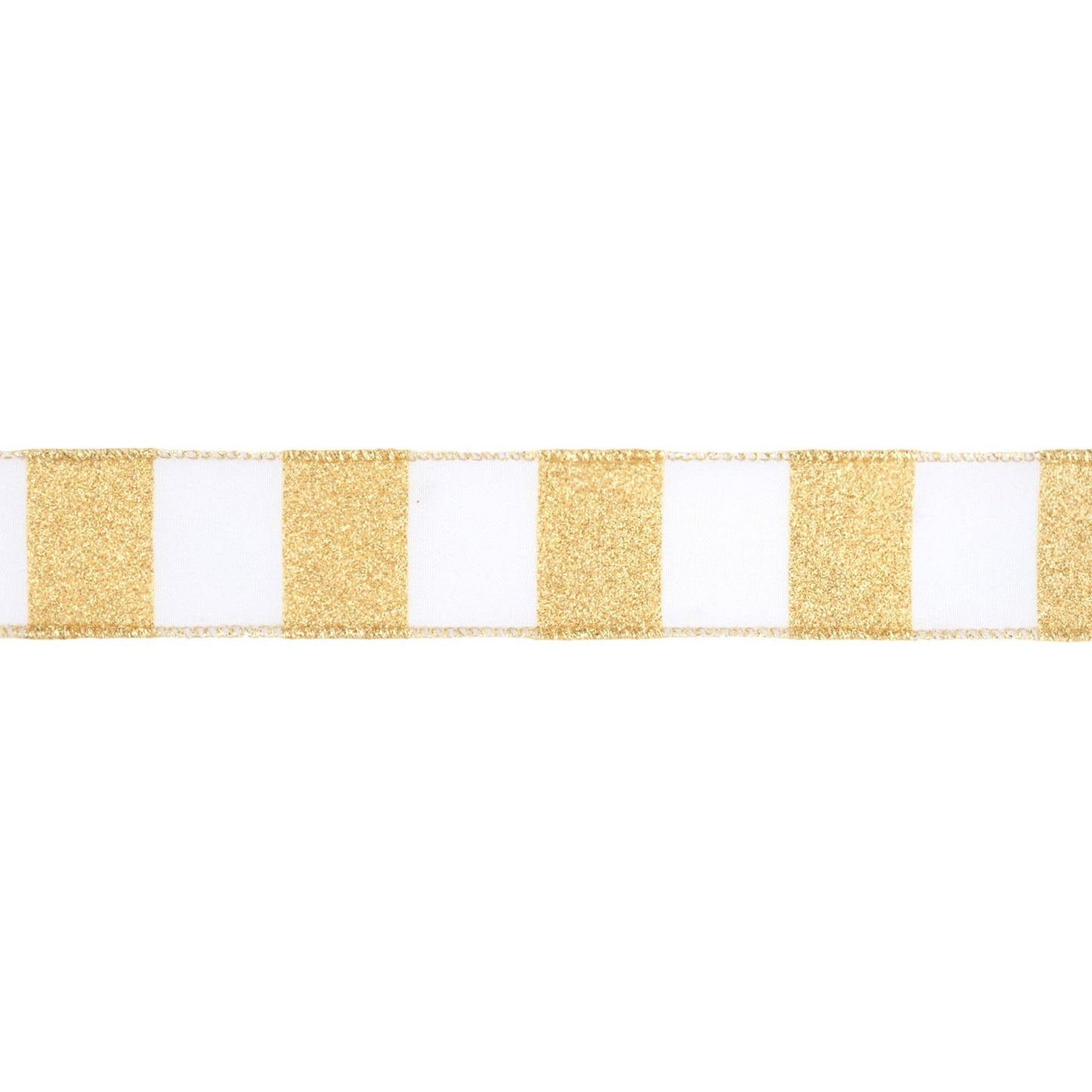 1 1/2" Wired Ribbon with Gold Glittered Stripes | 10 Yard Roll