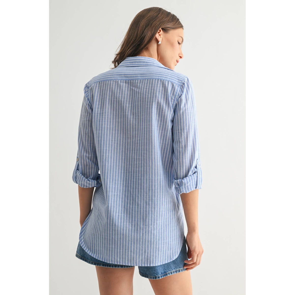 STRIPE 2POCKET SHIRTS: Navy, S-M-L(2-2-2)