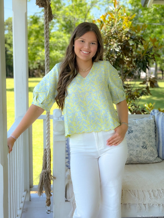 Lemon Bloom Jacquard Top