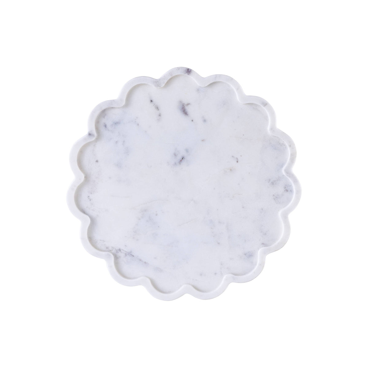 White Marble Medium Clover Round Platter