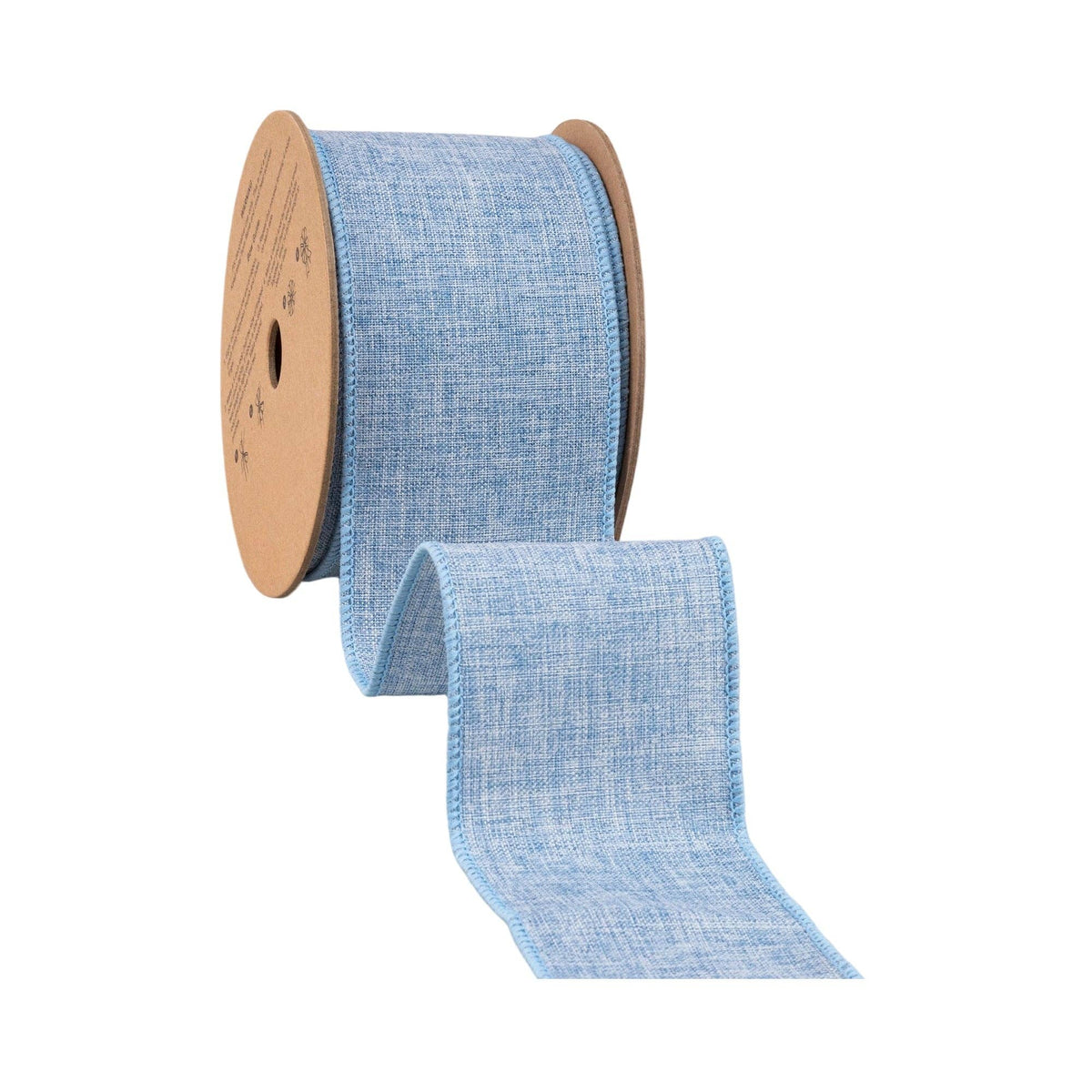 2 1/2" Linen Wired Ribbon | Blue Linen | 10 Yard Roll