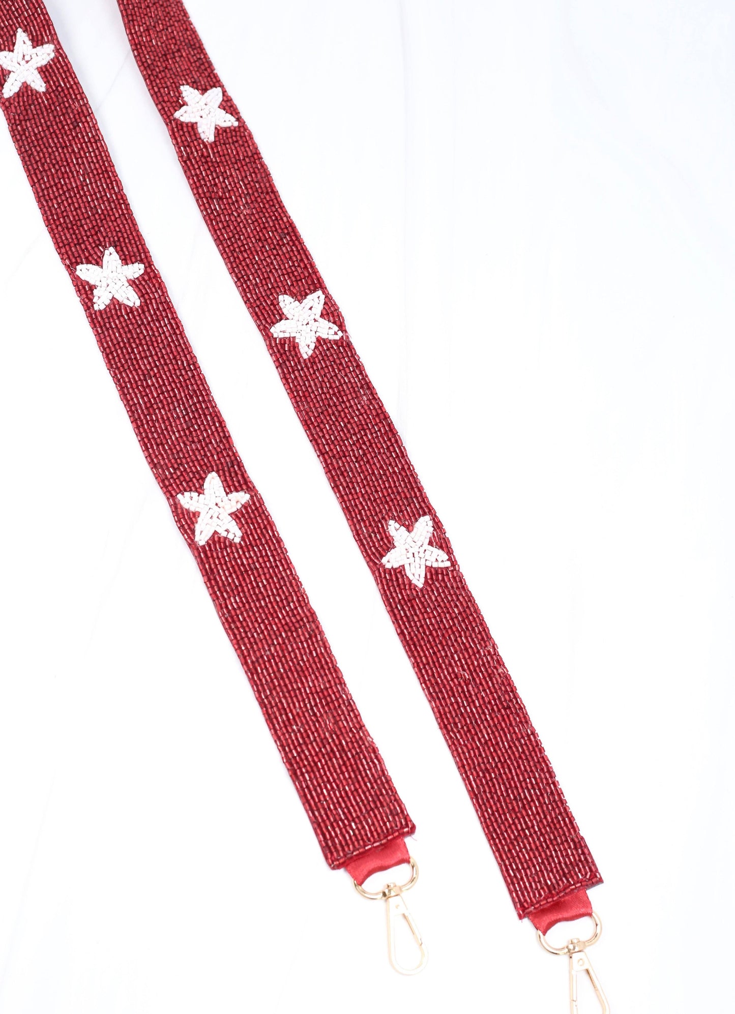Stetson Star Beaded Crossbody Strap DARK RED WHITE