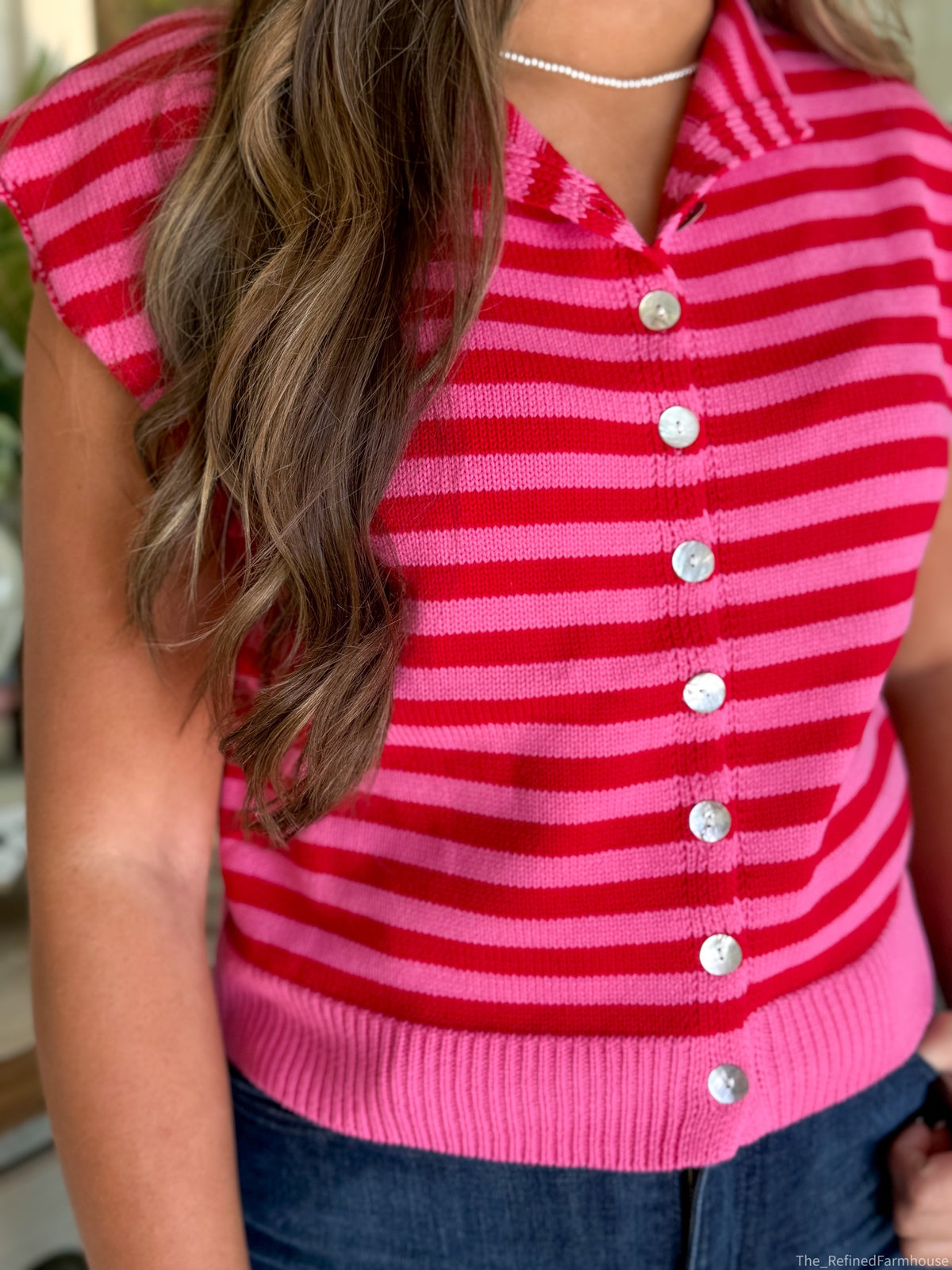 Strawberry Stripe Knit Top