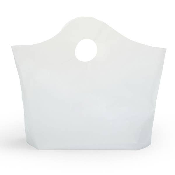 Wave Top Plastic Retail Merchandise Bags: Clear Frosted, Medium 18x15x6"