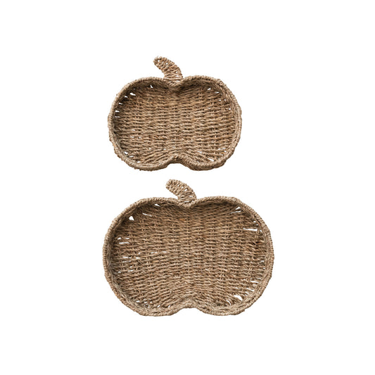 Decorative Hand-Woven Seagrass Pumpkin Shaped Containers