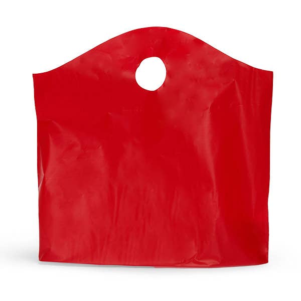Wave Top Plastic Retail Merchandise Bags: Clear Frosted, Medium 18x15x6"
