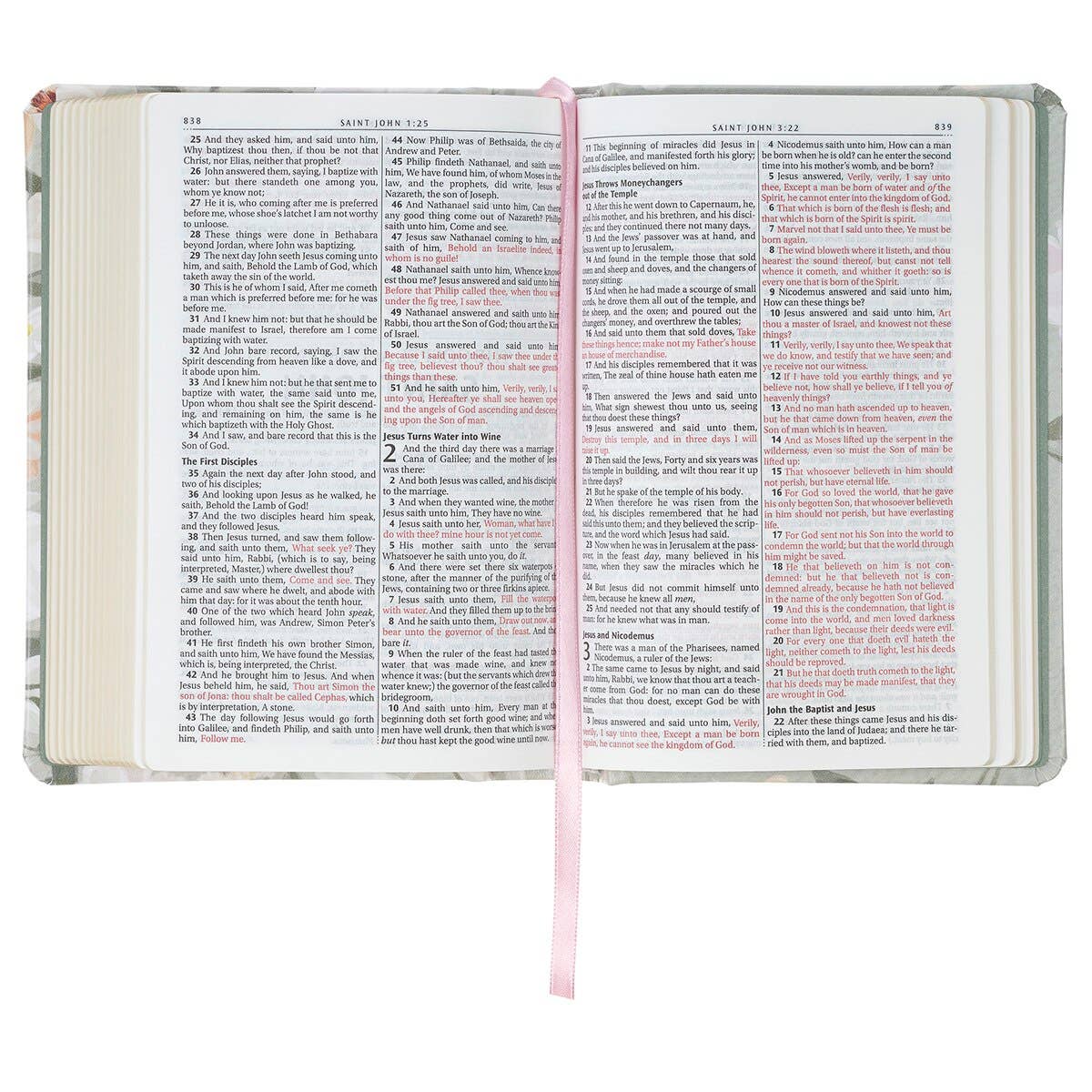 KJV Bible Compact Faux Leather HC Floral Printed Ps 23:3