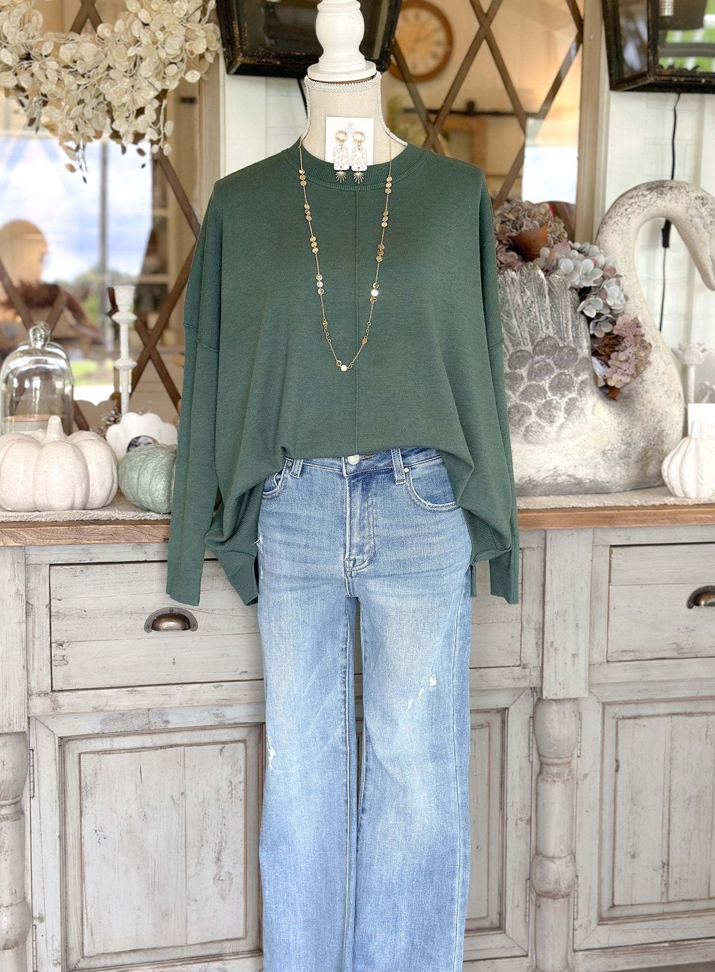 Juniper Green Round Neck Long Sleeve