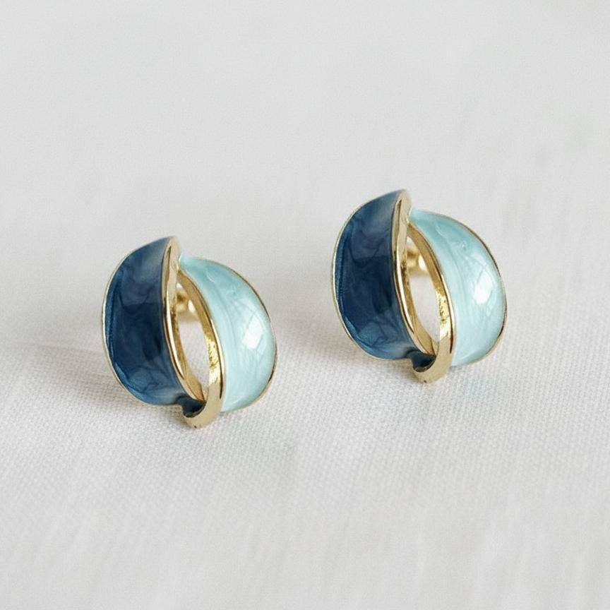 Gold Plated Geometric Cross Stud Earrings