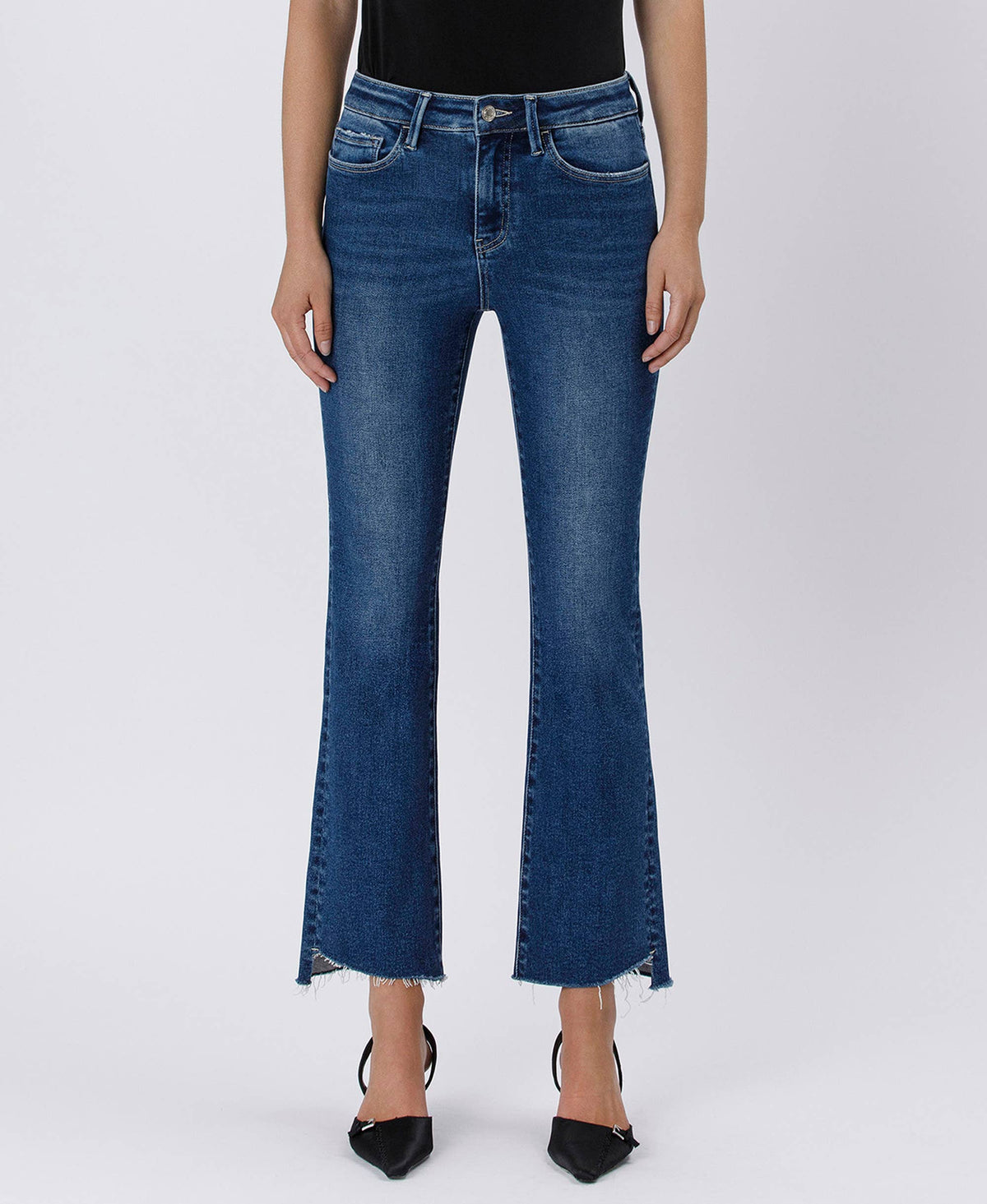 HIGH RISE RAW SIDE STEP HEM BOOTCUT JEANS LV1476: LOVE CRAFT, 26