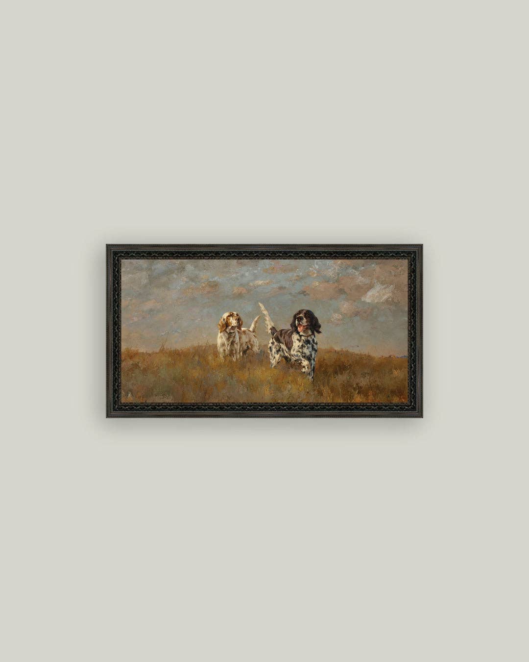 Two Hilltop Setters Framed Antique Art: 20x11