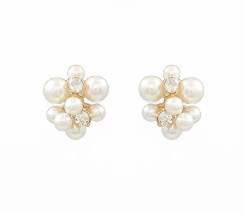 Pearl Cluster Stud Earrings