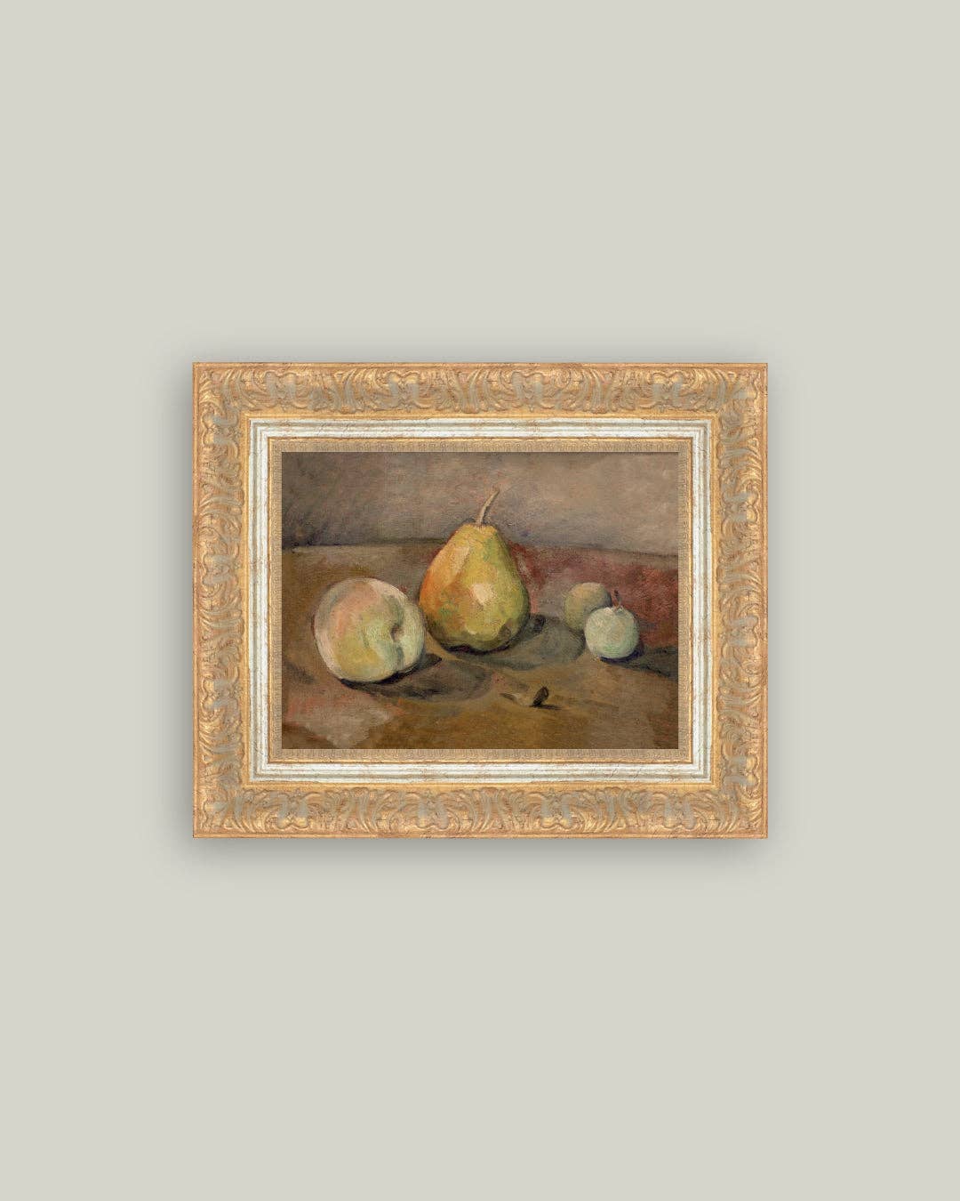Pears and Apples Framed Antique Art: 12x10
