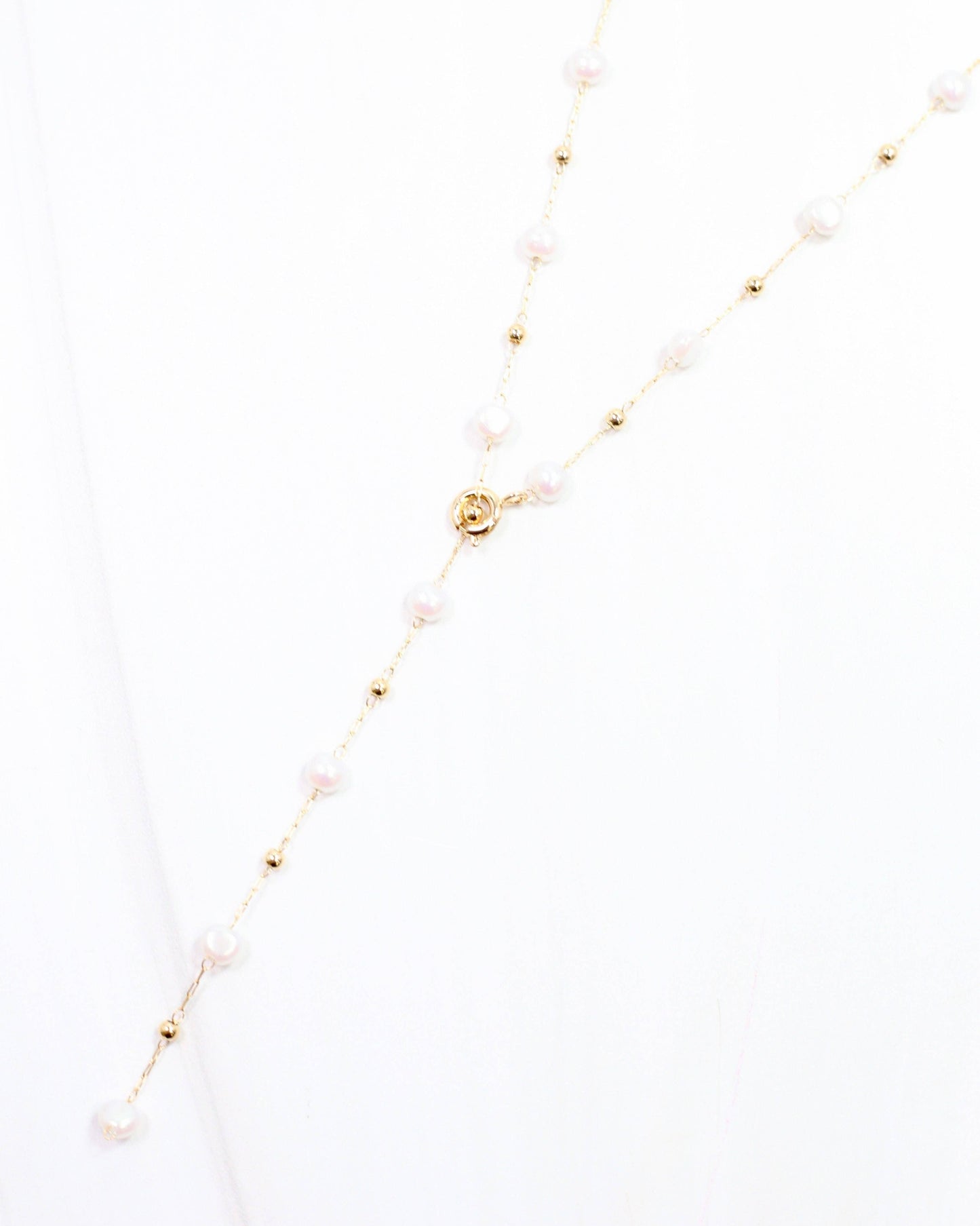 Elise Pearl Y Necklace Gold